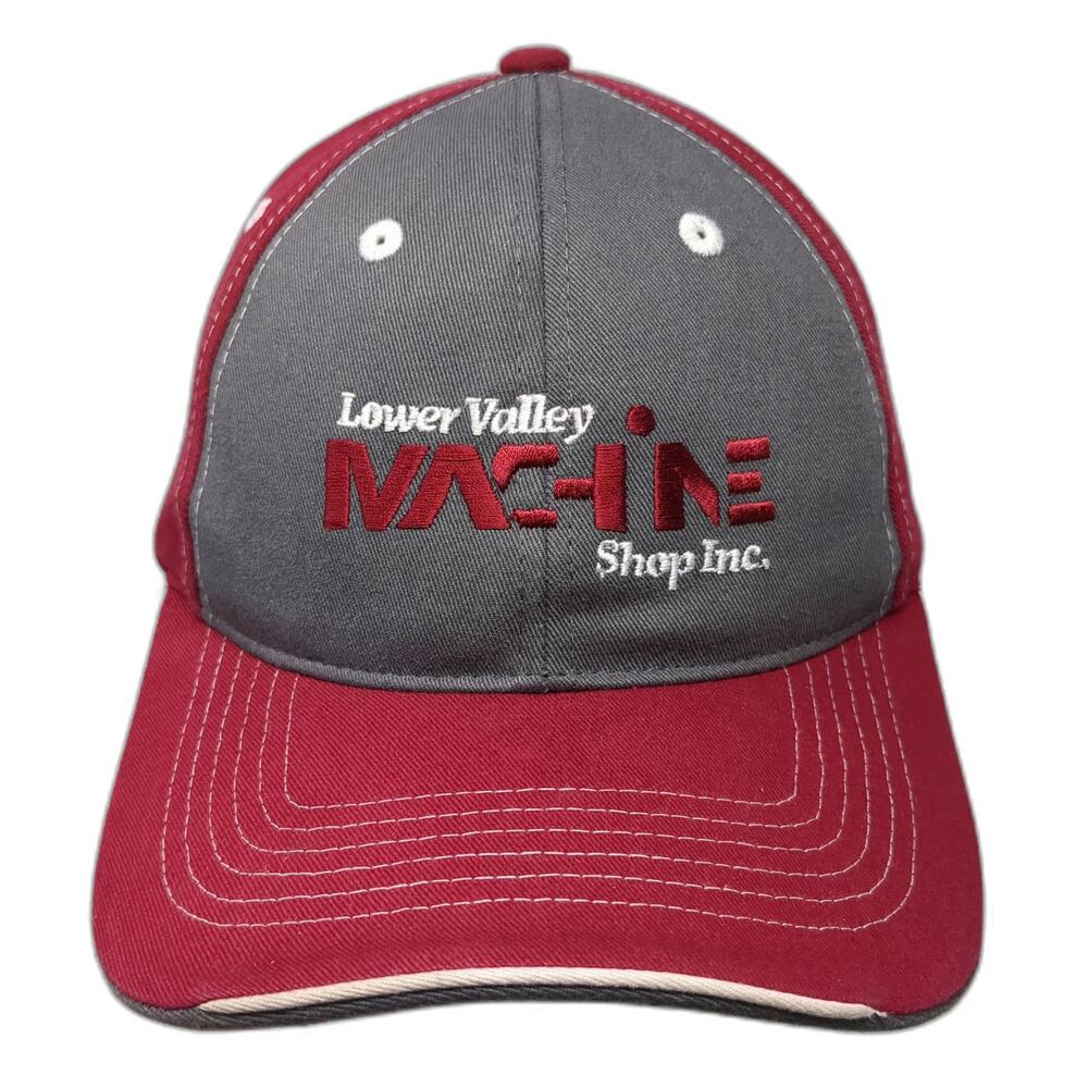 Sportsman Baseball Cap Red One Size Lower Valley Machine Shop Hat Stitching